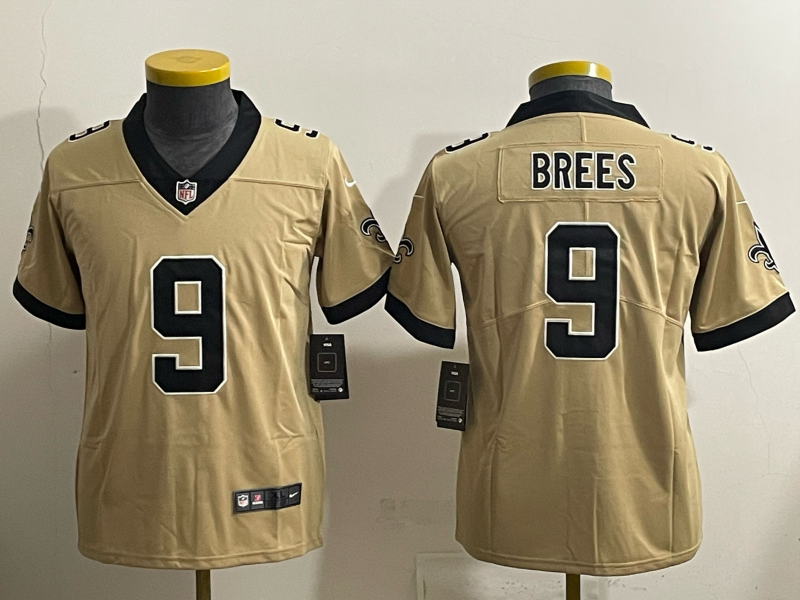 Youth 2025 New Orleans Saints #9 Bress golden Limited NFL Jersey style 04
